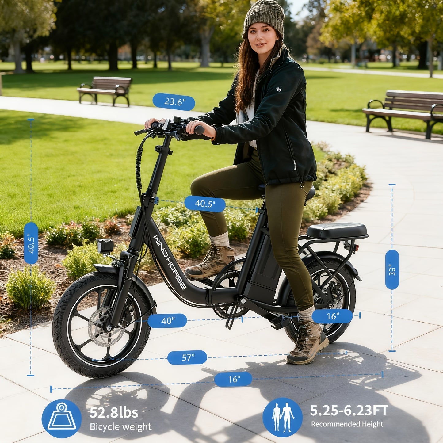 WINDHORSE Folding Electric Bike 2-Seater With Shock Absorption