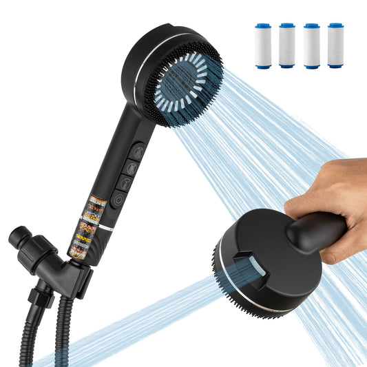 FAFUNWATERPAR Shower Head Handheld Filtered 4-Spray