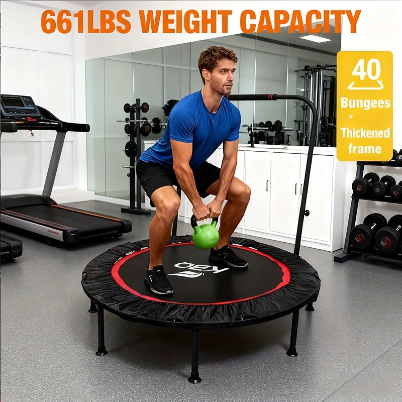 Trampoline Foldable With Adjustable Foam Handle For Home Fitness