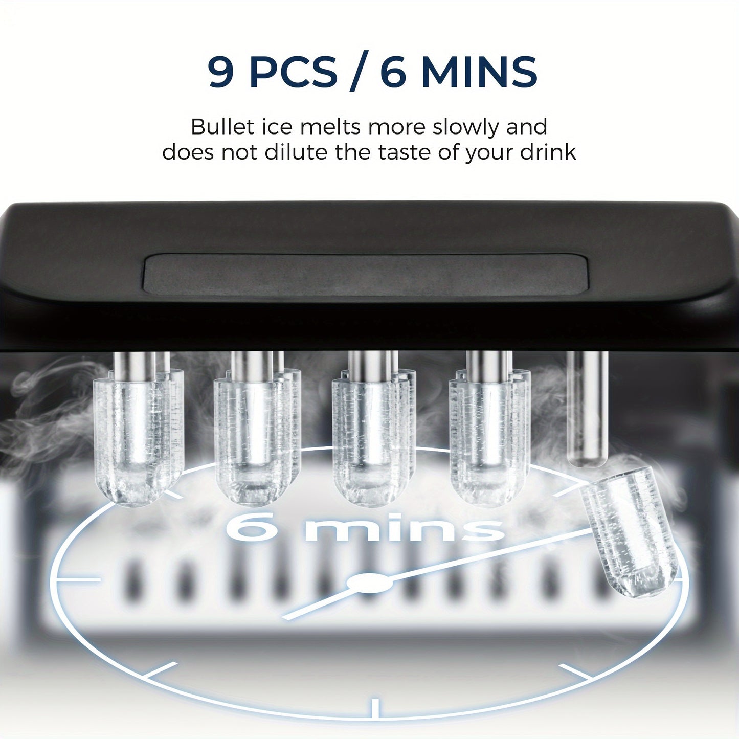26/29Lbs Bullet Ice Maker, Produces Ice in 6 Minutes, Features Self-Cleaning, And Is a Portable Countertop Ice Machine Complete with a Scoop And Basket, Suitable for Home, Office, RV, Or Camping