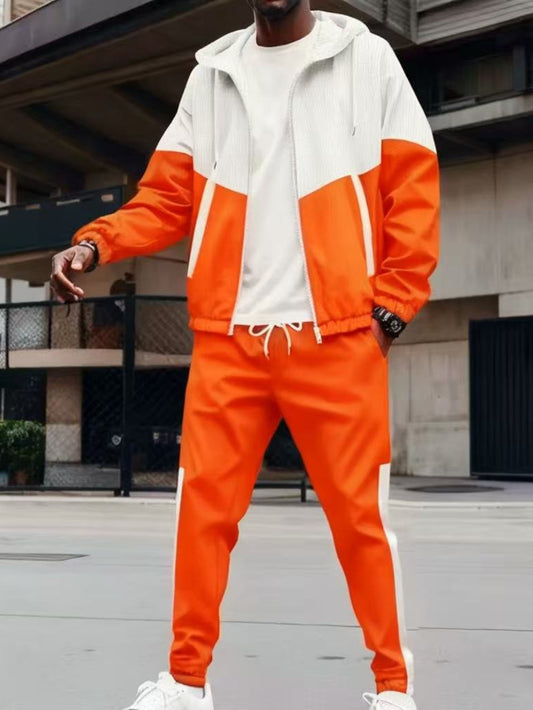 2pcs Men's & Women's All-Season Matching Hooded Jacket & Pants Set - 3D Geometric Print Zipper-Front Athletic Wear, Casual Sportswear Outfit (Machine Washable) - Gym, Outdoor, Urban Style - Unisex Tracksuit