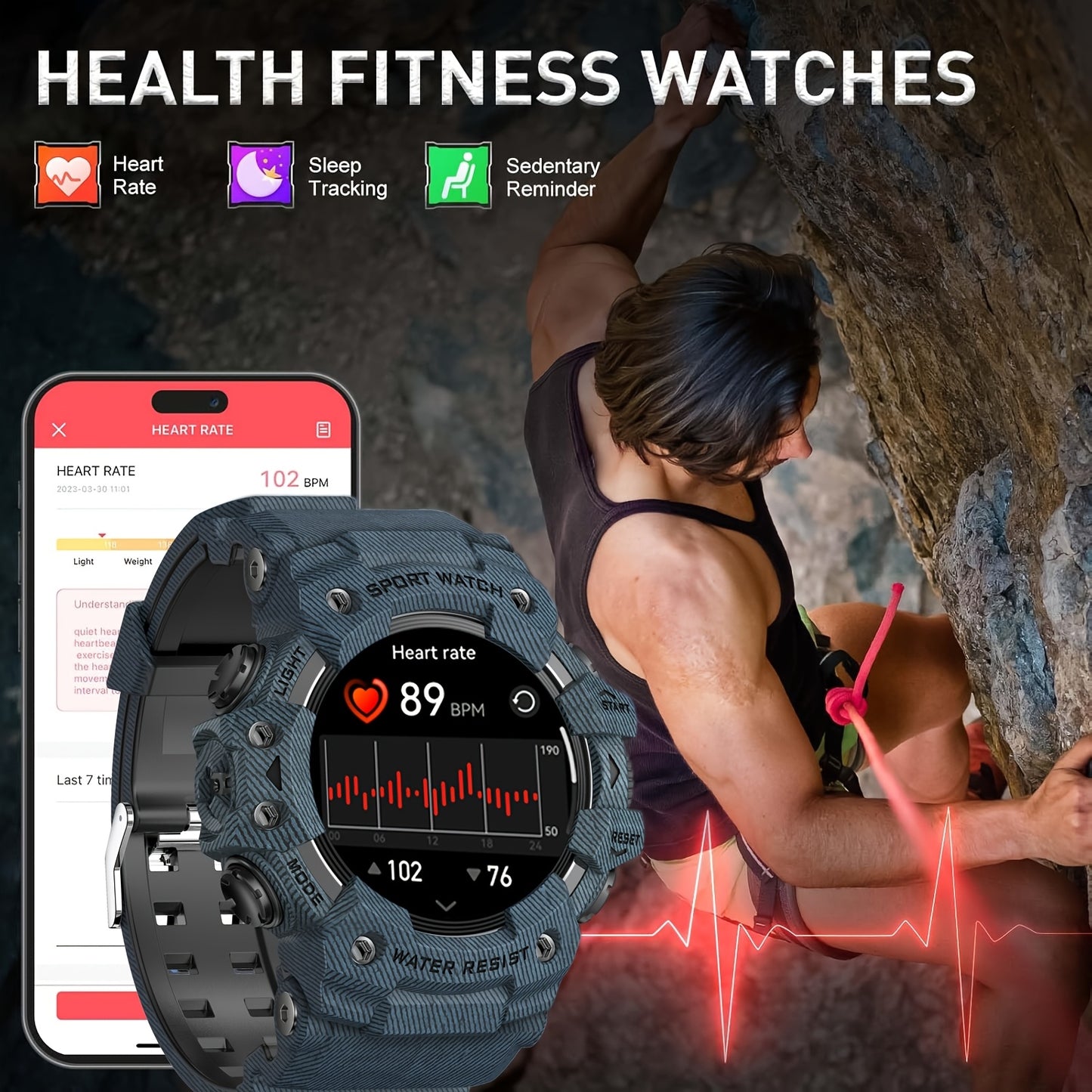 Smartwatch IP68 Waterproof Fitness Tracker Android iOS Compatible