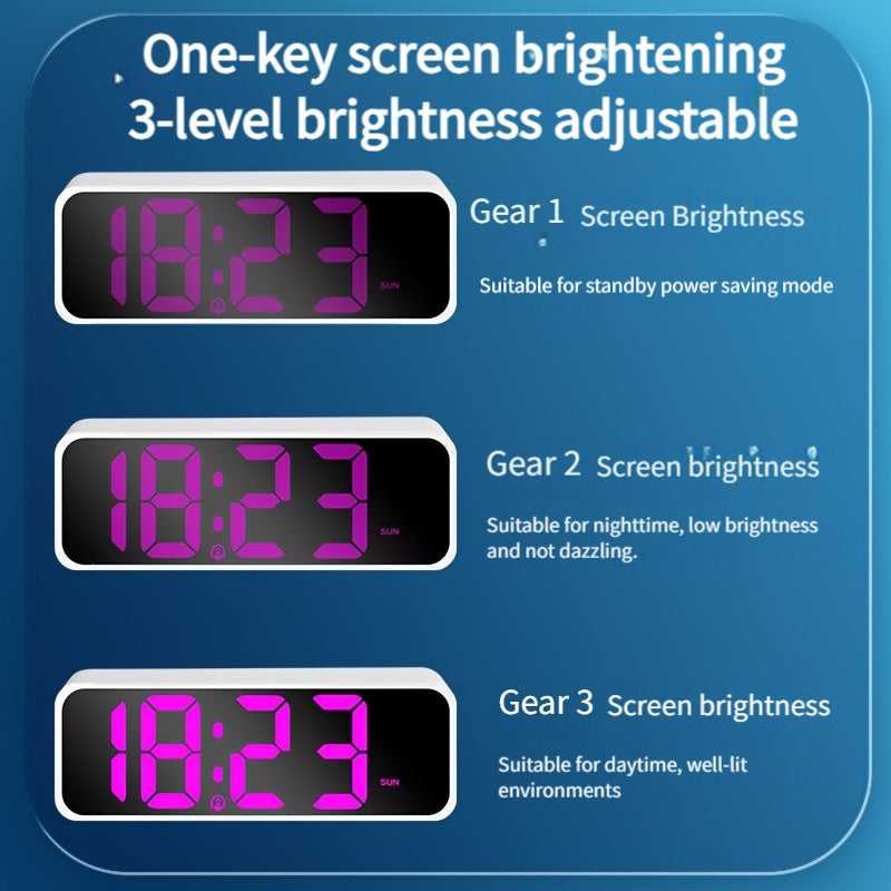 Large-Screen Digital Alarm Clock with Voice & USB Charging Port - 6.5-inch -Friendly Bedside Clock, Snooze, Volume & Brightness Adjustment, USB- (Mains Required) for & visually - Heavy-Duty