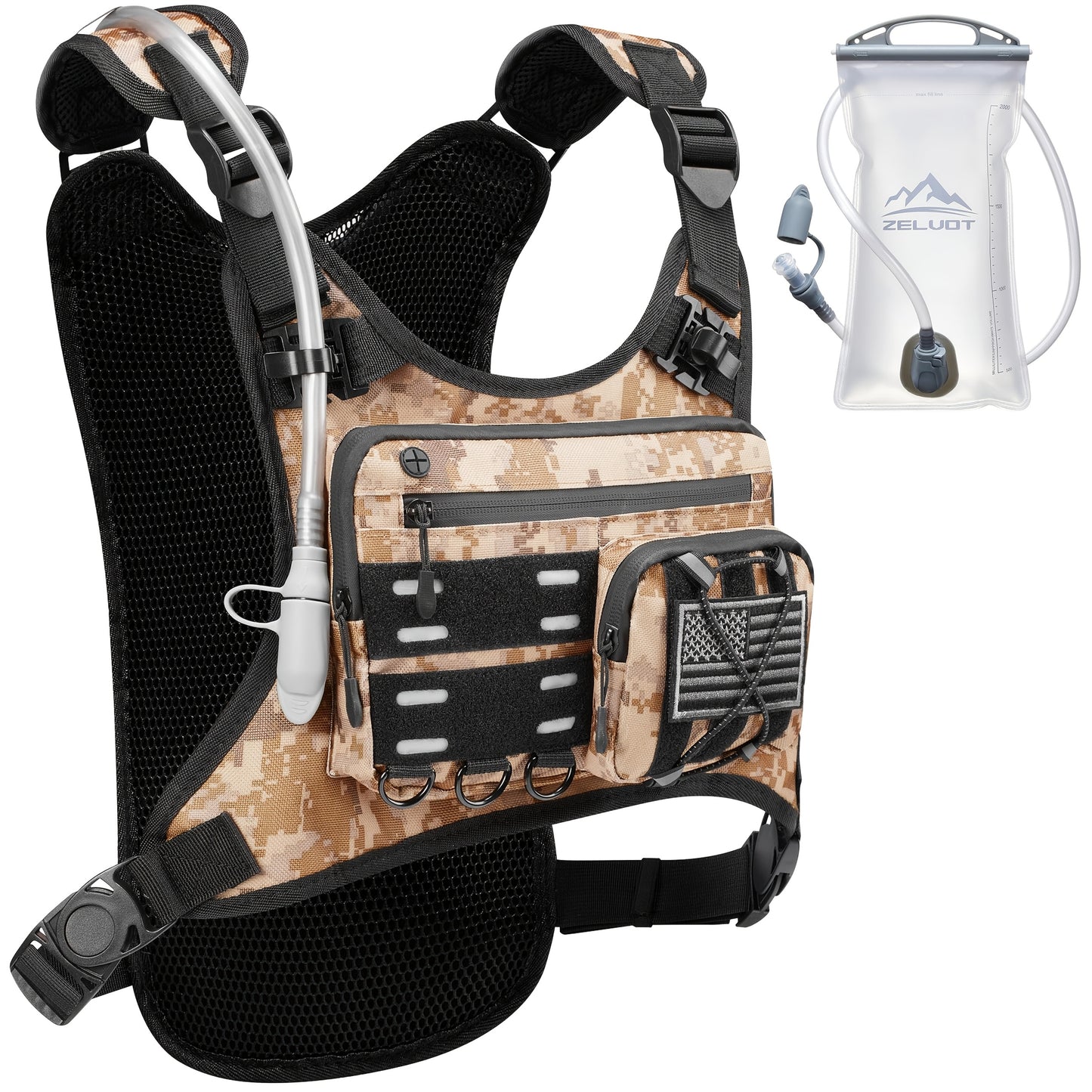 Running Vest, Lightweight Adjustable Chest Pack With Gear Holder, 2L Water Bladder, Reflective Running Hydration Vest For Women Men, USA Original Patent, For Marathon