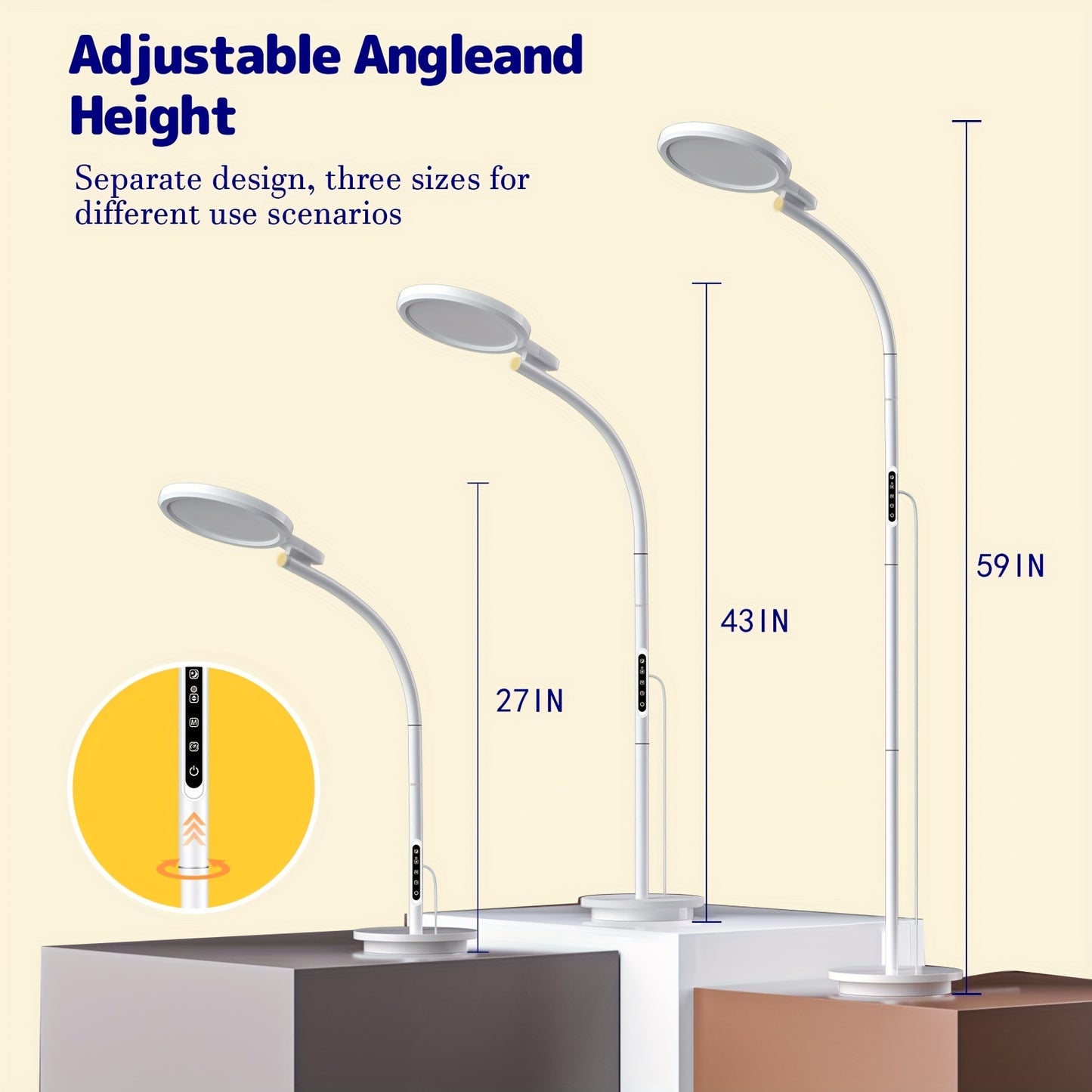 Round Floor Lamp UV Free 1000 Lumen LED Reading Light