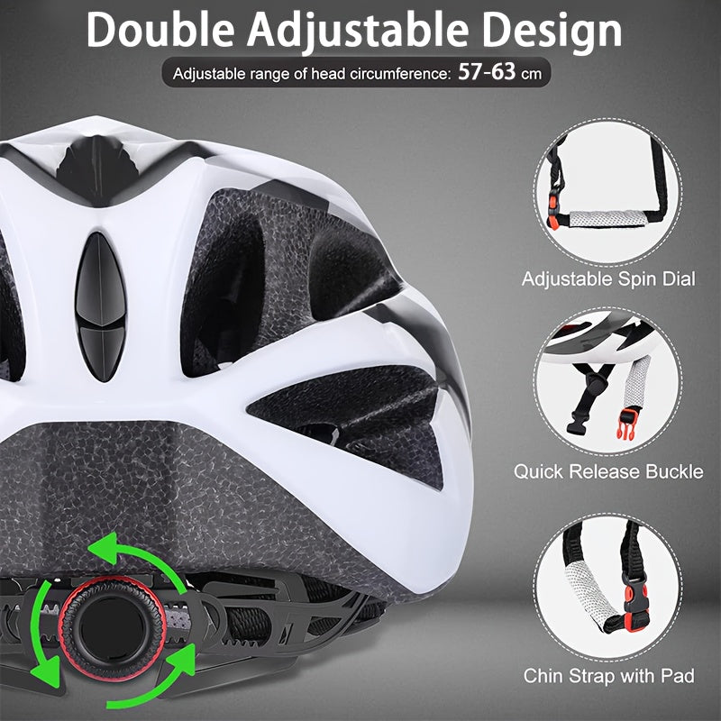 Bicycle Helmet, Unisex Adjustable Lightweight, Breathable Ventilated Honeycomb Design, Built-in Cushioning Pads Sun Visor, Safe Comfortable Riding Experience for Cycling