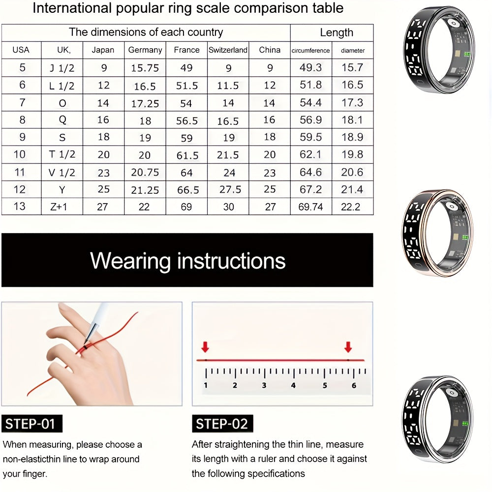 FERTO Smart Ring With Display And Touch Screen Fitness Tracker