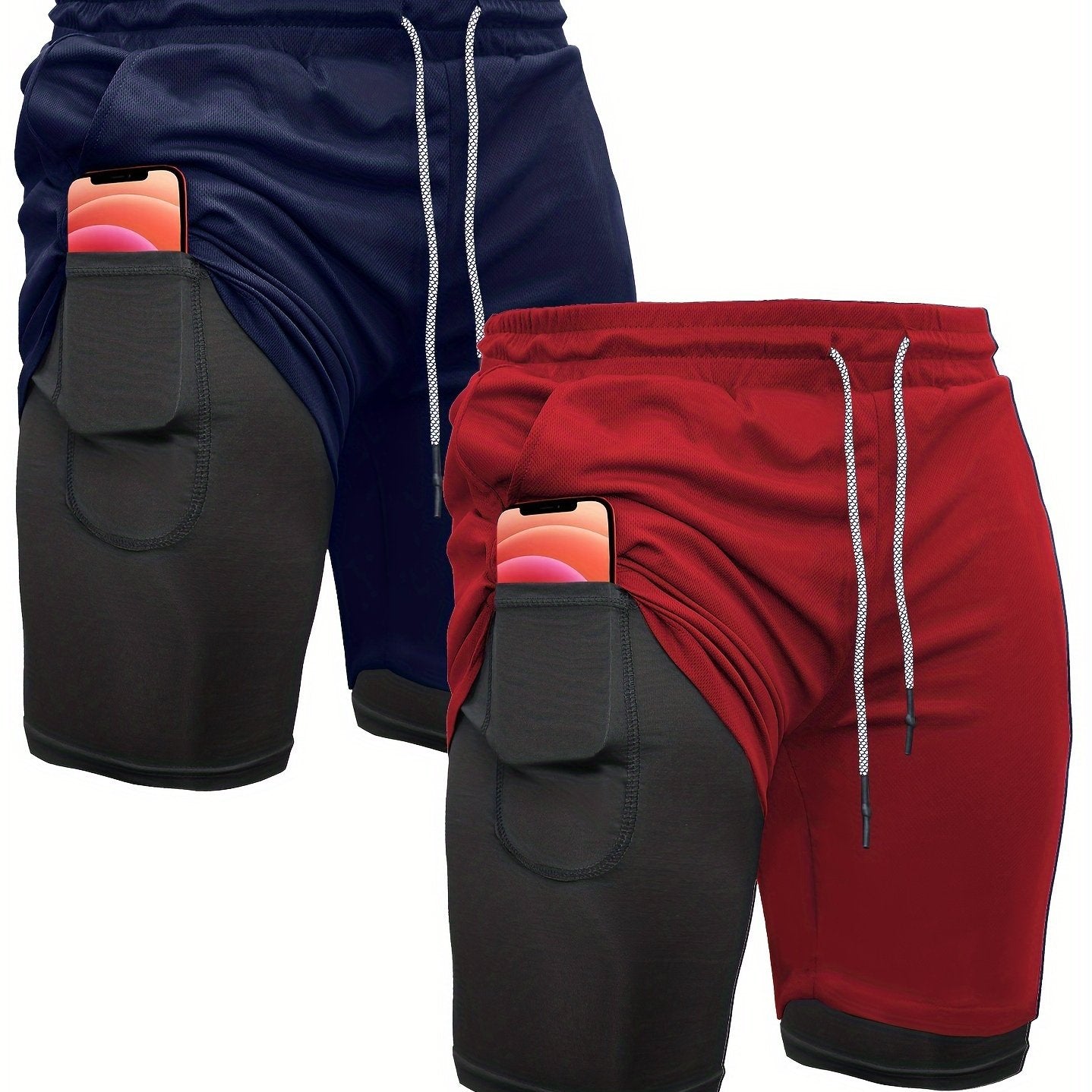 OEBLD Men's 2-in-1 Running Shorts Lightweight Polyester