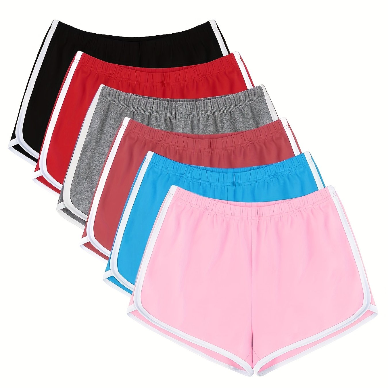 6pcs Women's Fitness Shorts - Soft, Breathable, Hip-Lifting Design, Stylish Dolphin Cut, Versatile for Gym, Cycling, Hiking & More, Spring Clothes, Summer Clothes, Valentine's Day Gifts, Easter Gifts, Discounted