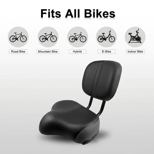 Bike Seat With Backrest PU Memory Foam Cushion Universal