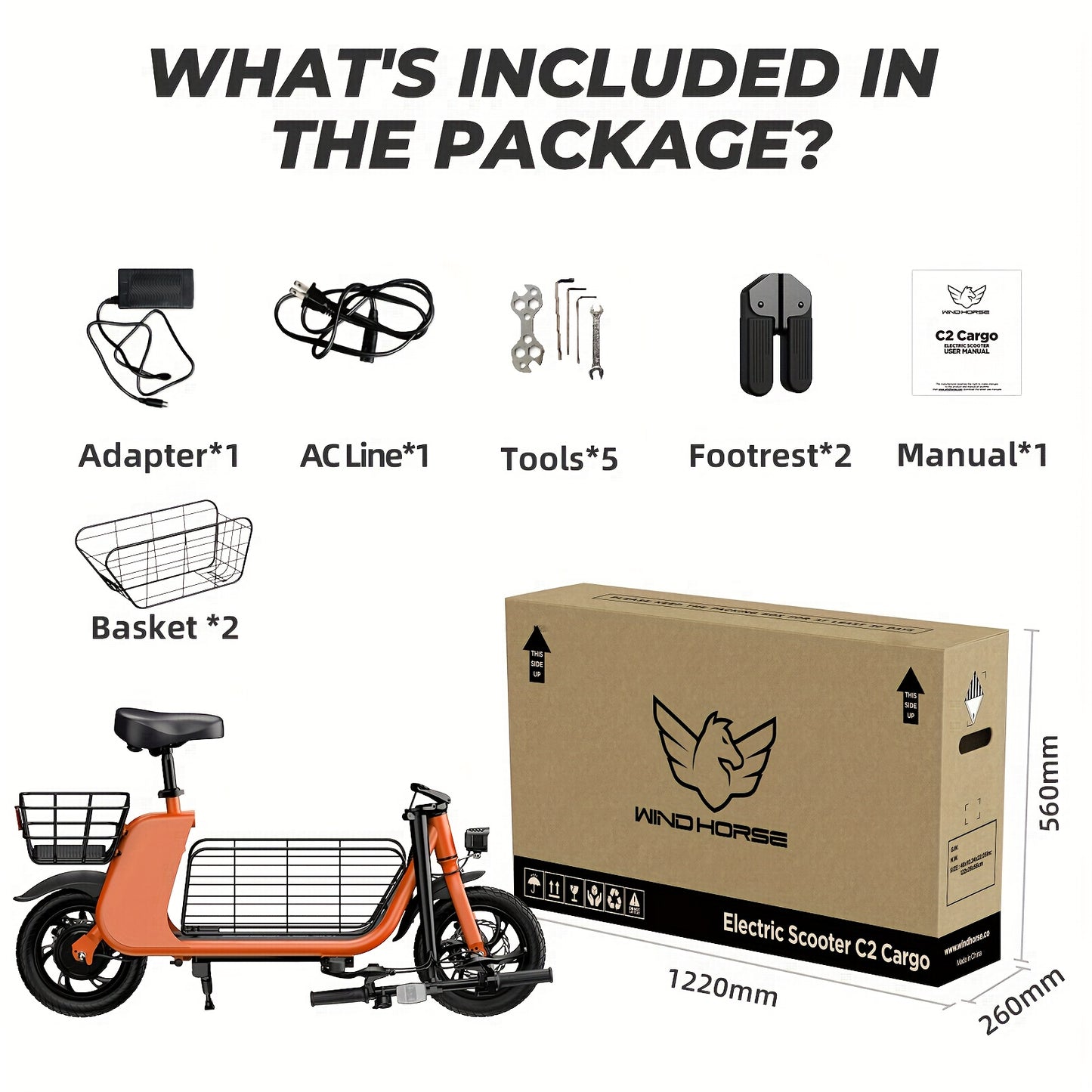 WindHorse Electric Scooter 450W Motor, 20 Mile Range, 15.5 MPH