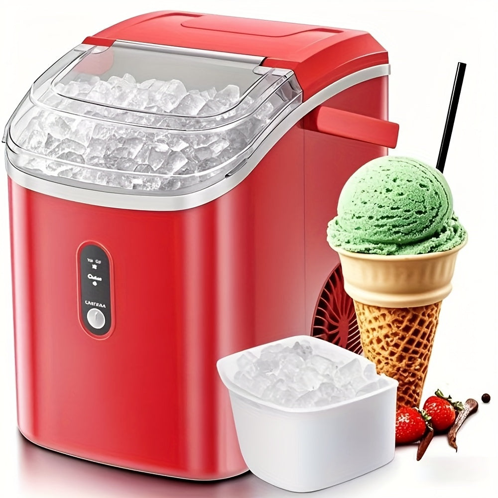 Ice Makers Countertop, Portable Ice Maker Machine with Self-Cleaning, 26.5LBS/ 24Hrs, 6 Mins/ 9pcs Bullet Ice, Ice Scoop and Basket, Handheld Ice Maker for Kitchen/ Home/ Office/ Party, Red.