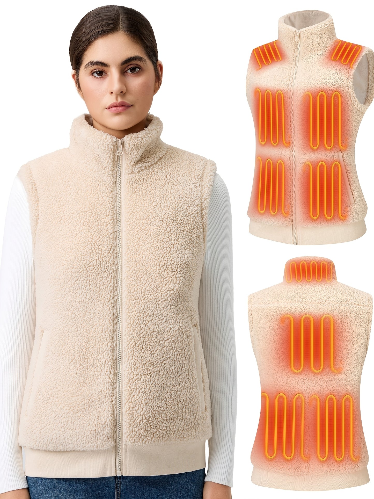 Heated Vest Fuzzy Fleece For Women 16000mAh Battery