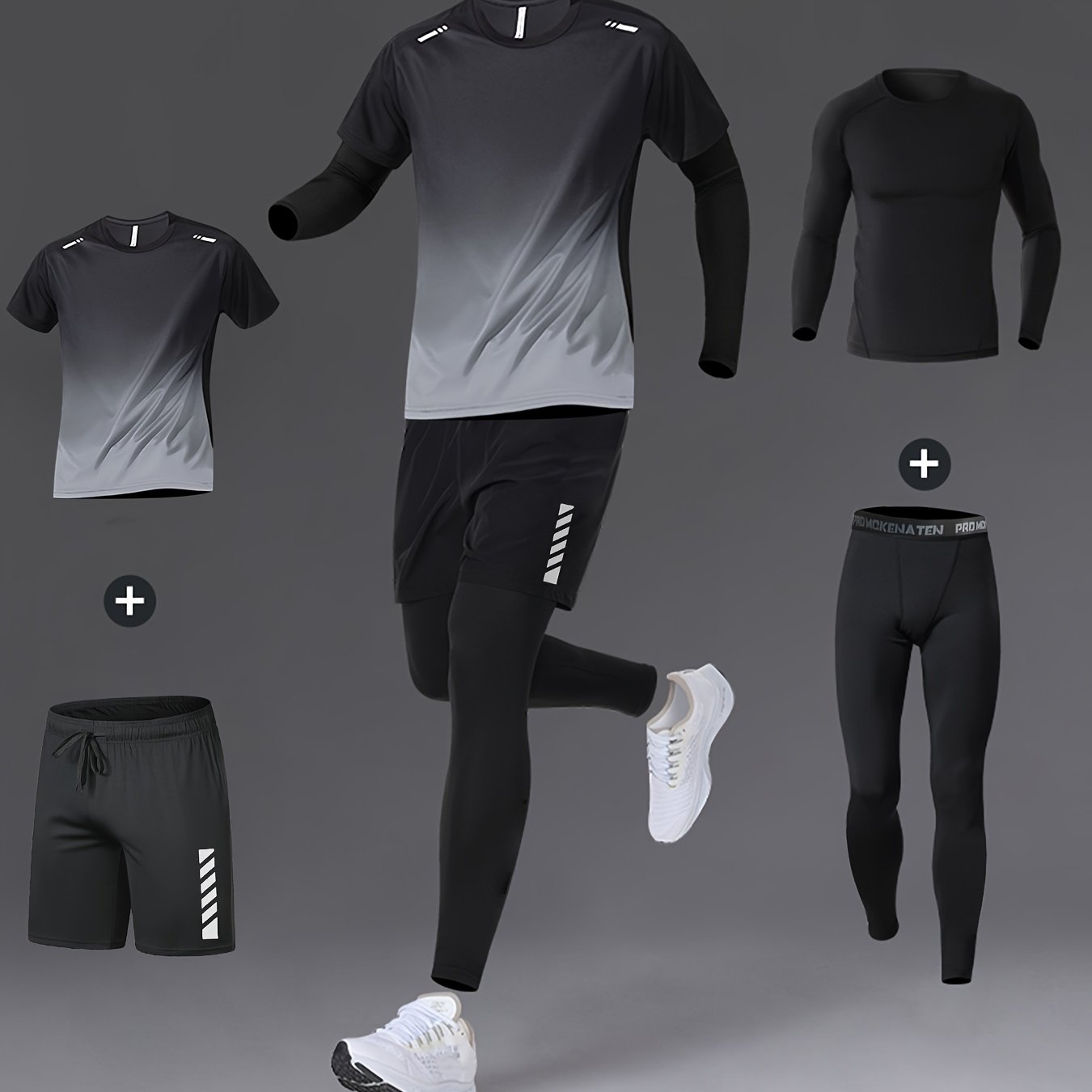 Men Fitness 4 Piece Moisture Wicking Training Set Performance