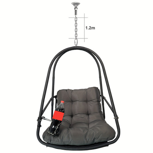 Geek Chef Oval Wicker Hammock Chair With Cup Holder