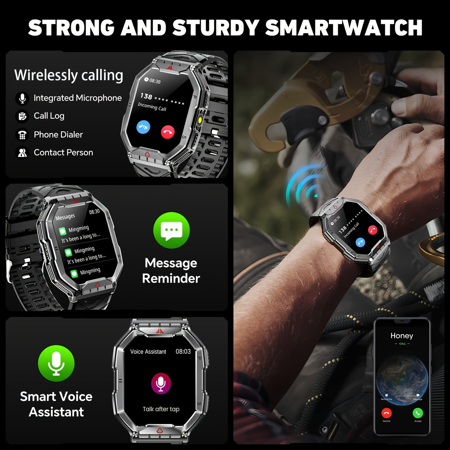 MINGTAWN Smartwatch With Wireless Calling HD Display