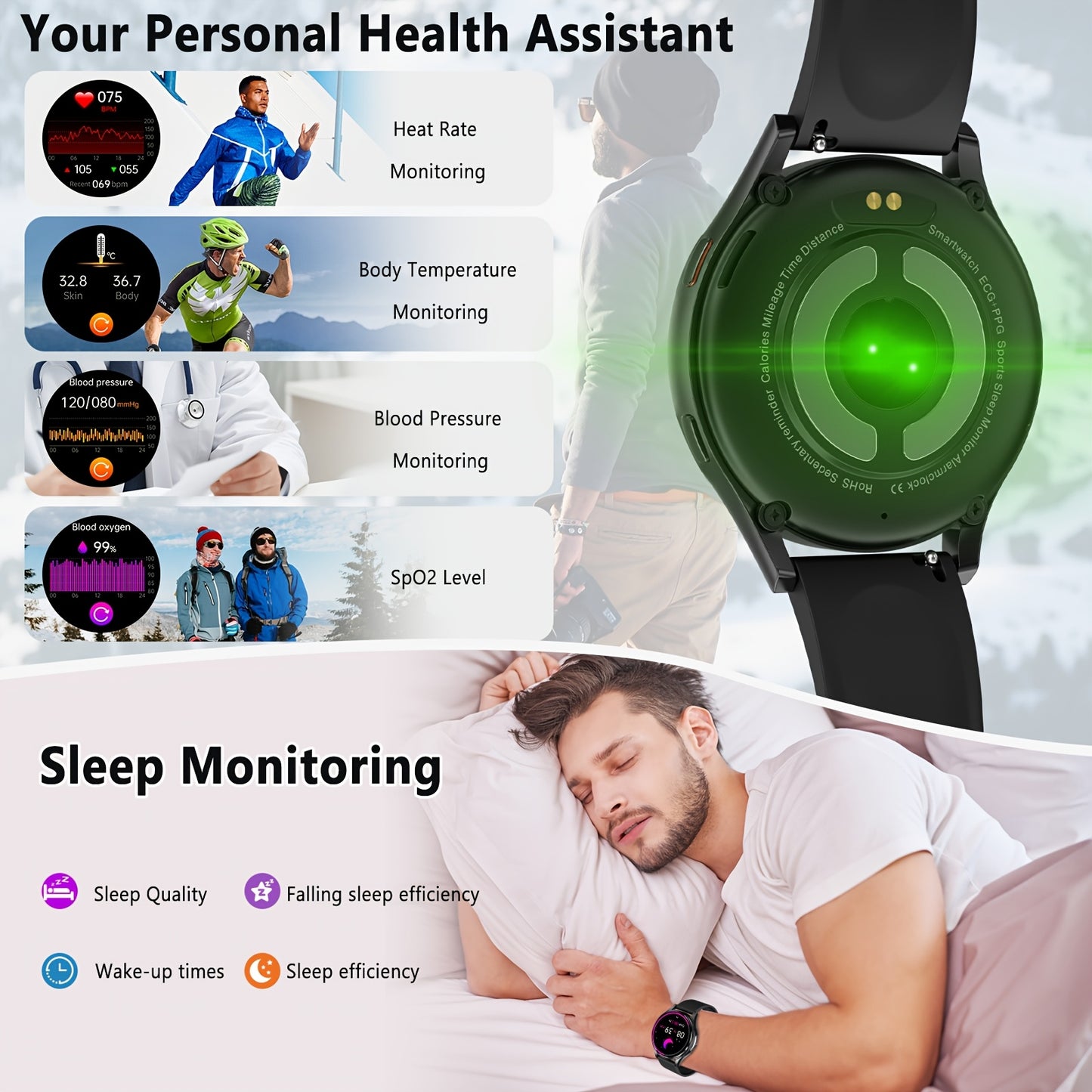 New Smart Watch for Women Men, 1.43'' AMOLED Screen, BT5.3 Call, 260mAh Battery, 130+ Sport Modes, Motion Tracking, SOS Emergency Call, AI Intelligent Voice, Message Reminder, Weather Forecast, Fitness Tracker for IOS & Andro