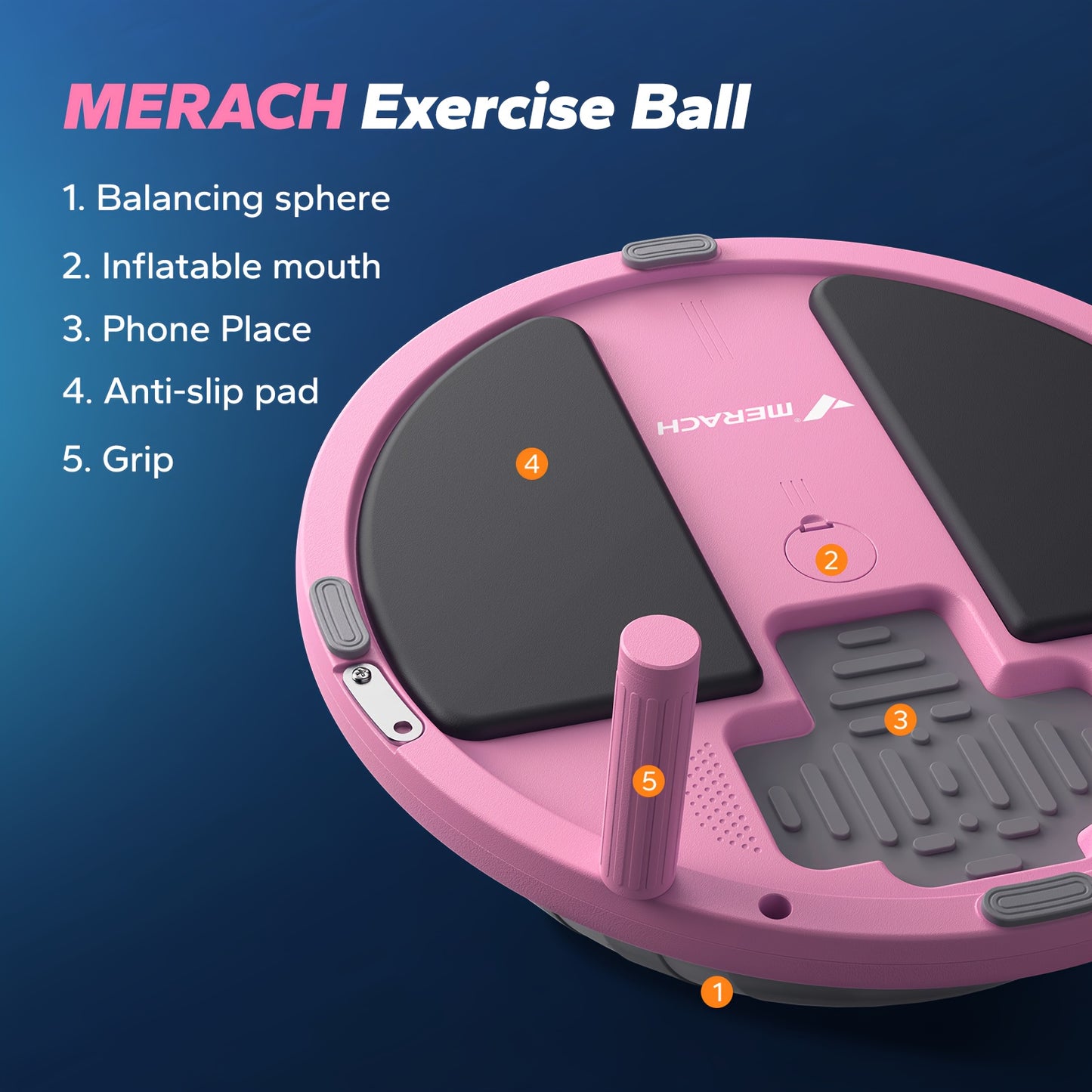 MERACH Bosu Ball, Yoga Balance Ball, Foot Balance Ball Training Pilates, Thickened Yoga ball, Core Fitness Equipment, Balance Trainer, Core Workout, Portable Fitness, Compact Exercise Tool, Sturdy Workout Gear, Nonslip Surfac