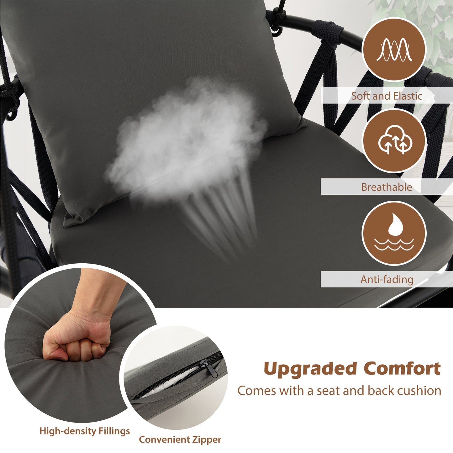 Costway Foldable Hanging Chair With Stand For Indoor Outdoor Use