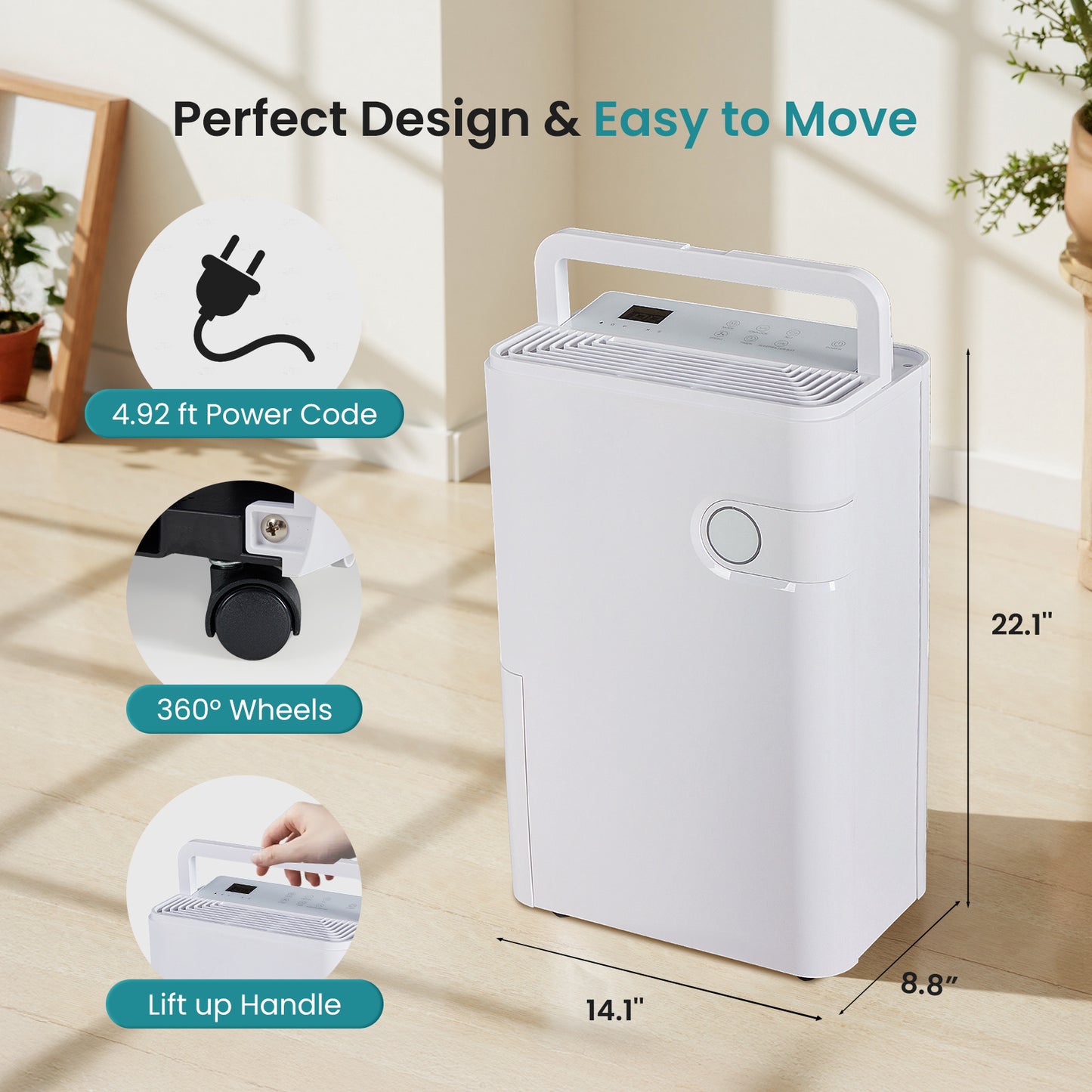 5500 Sq.Ft Energy Star Dehumidifier for Basement with Drain Hose, 50 Pint Portable Dehumidifiers for Home Bedroom Bathroom Large Room, Powerful Moisture Removal and Humidity Control