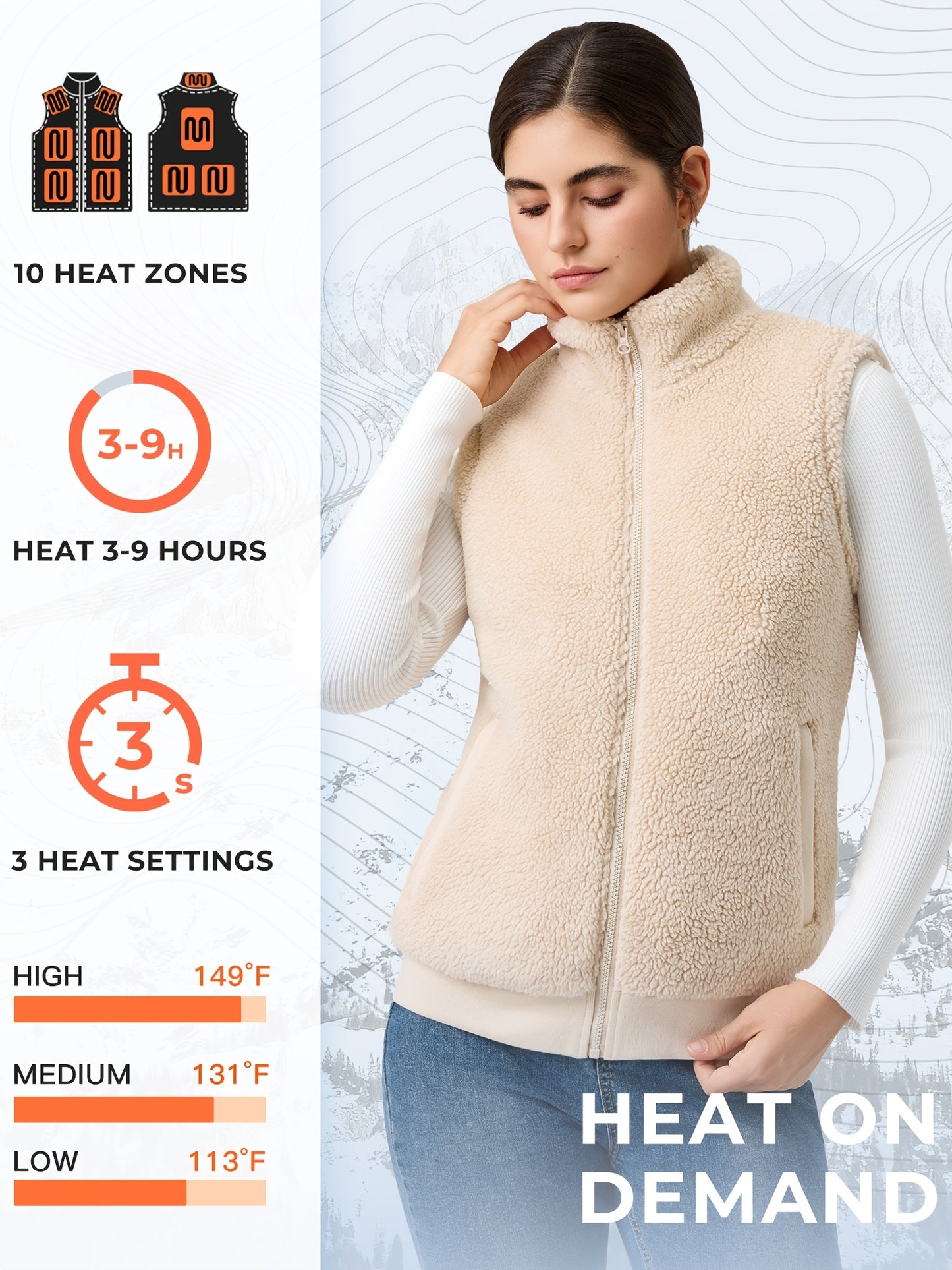 Heated Vest Fuzzy Fleece For Women 16000mAh Battery