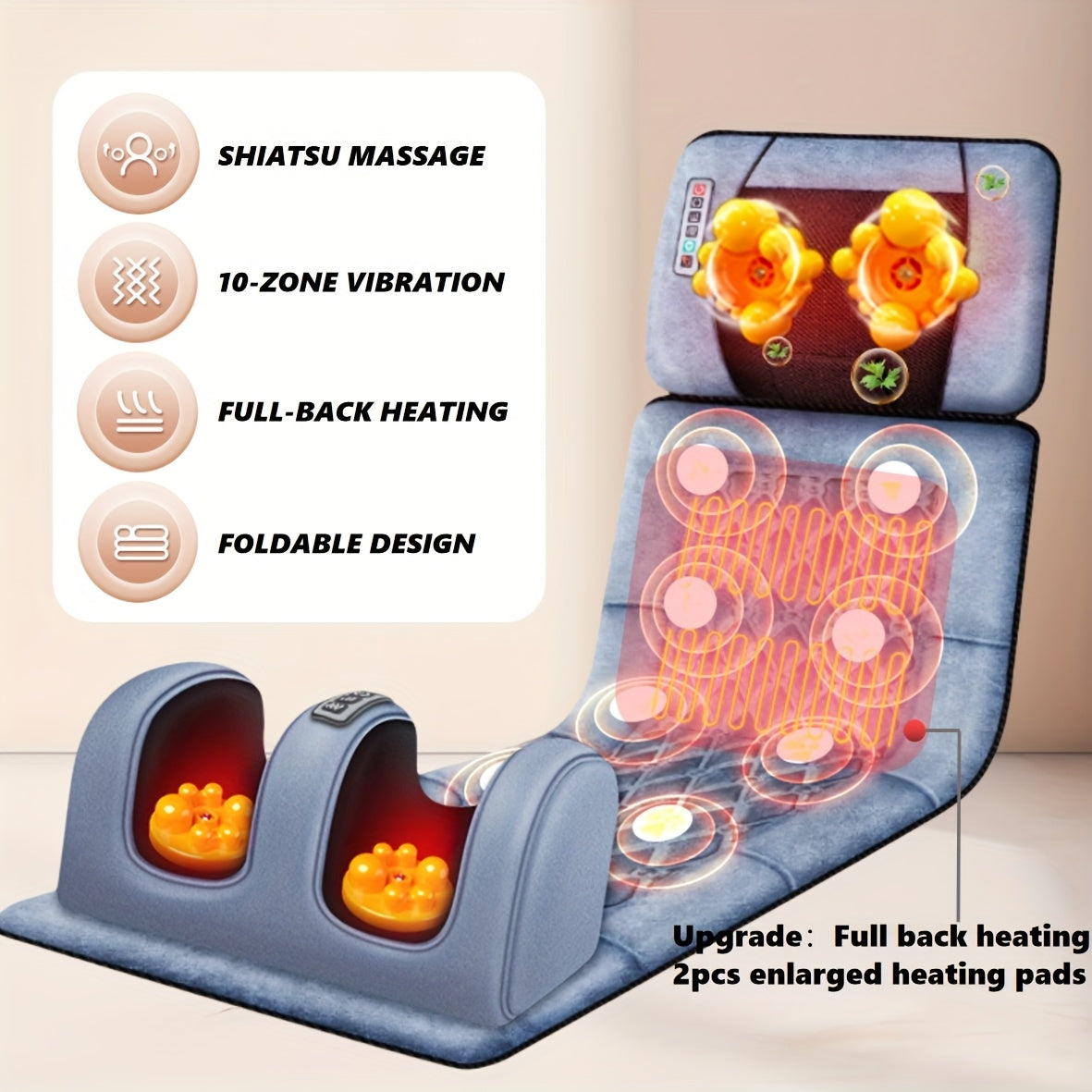 SHINY ROSY Full Body Massage Pad With 10-Zone Wave Vibration