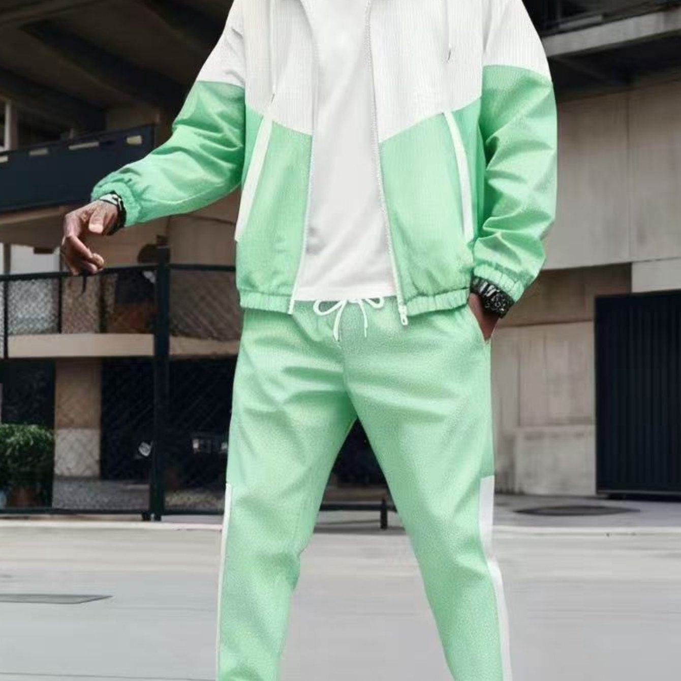 2pcs Men's & Women's All-Season Matching Hooded Jacket & Pants Set - 3D Geometric Print Zipper-Front Athletic Wear, Casual Sportswear Outfit (Machine Washable) - Gym, Outdoor, Urban Style - Unisex Tracksuit