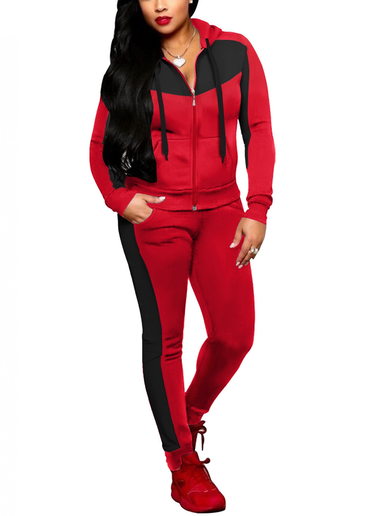 SCACTO Women's Two-Piece Full-Zip Hoodie Set With Shapewear