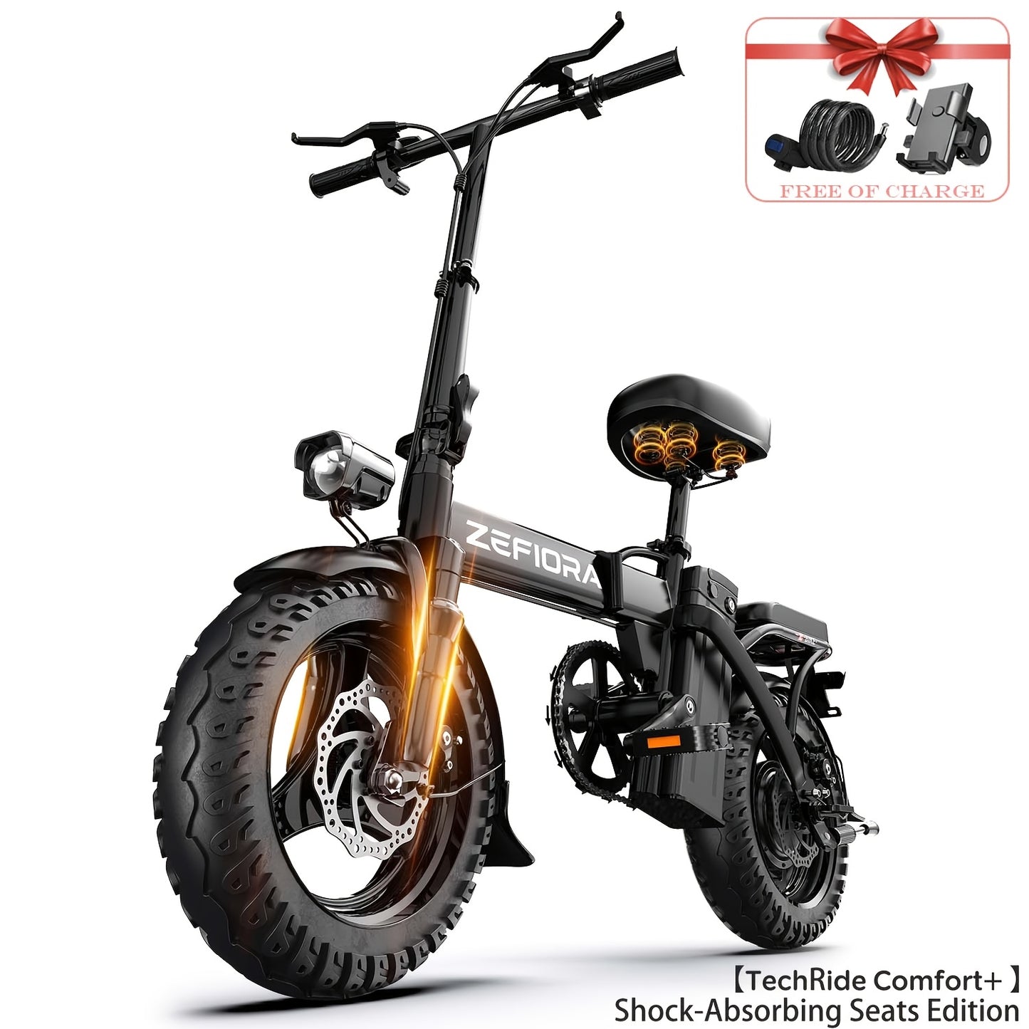 Adult Electric Bicycle, Compact Ebike Featuring a 740W Peak Motor, 48V Detachable Battery, Speeds Up to 25MPH & Ranges Between 10-45 Miles (Pedal Assist Level 1), Front Suspension, Flat-Resistant Tires, Ideal for Both Off-Roa