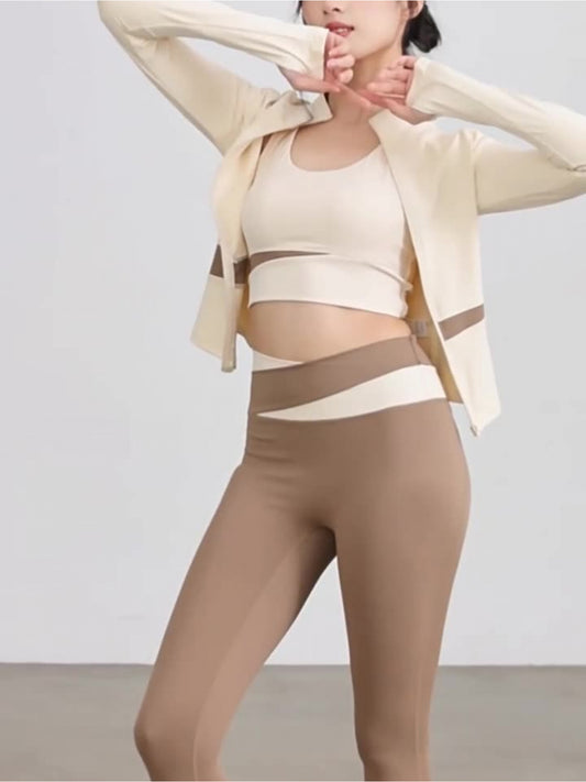 2pcs Color-Blocked Yoga Ensemble | Barely-There High-Stretch Exercise Attire | Women'S Body-Shaping Wear