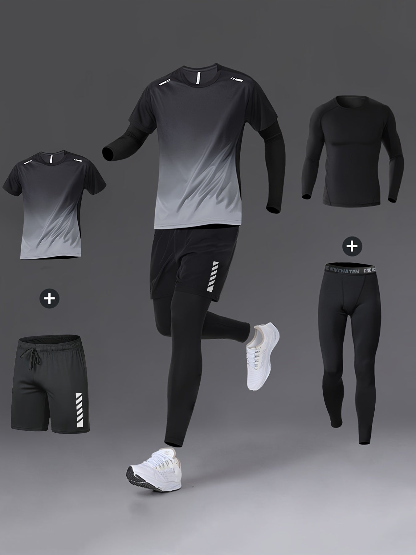 Men Fitness 4 Piece Moisture Wicking Training Set Performance