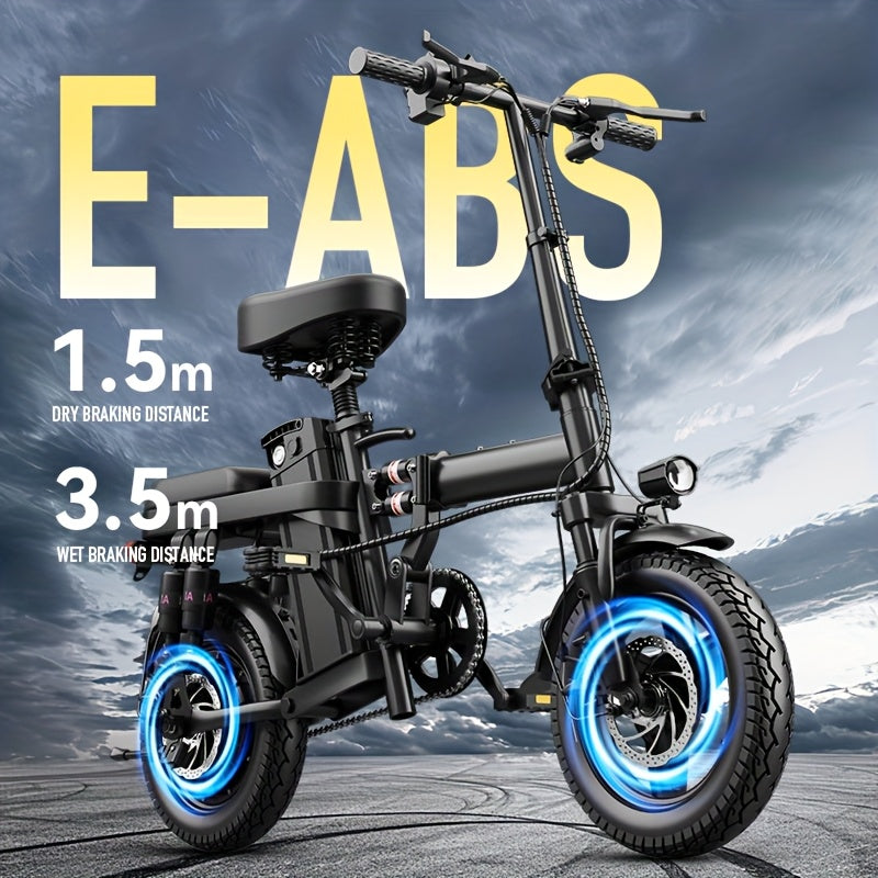 Electric Folding Bicycle, Equipped with 16-Level Shock Absorption Device, 500-Watt Motor, 48-Volt 15-Ampere Battery, with A Range of Up to 45 Kilometers. Can Support Up to 380 Pounds