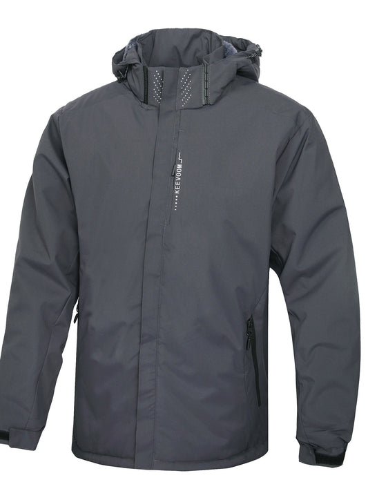 Keevoom Coat Hooded Fleece-Lined Winter Water-Resistant