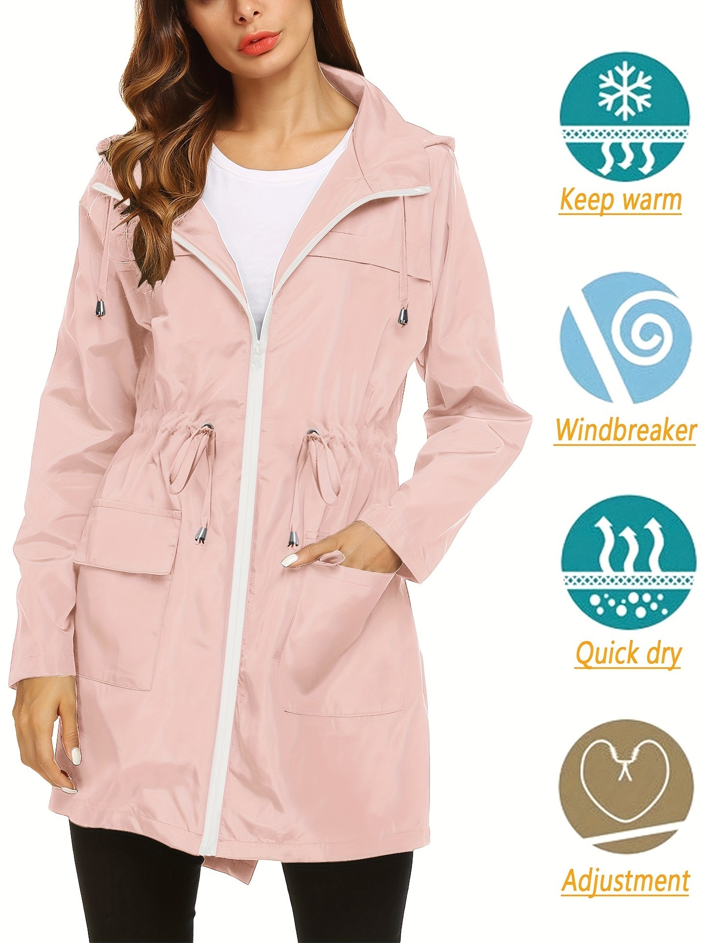 KTILG Raincoat Waterproof Lightweight Hooded Outerwear