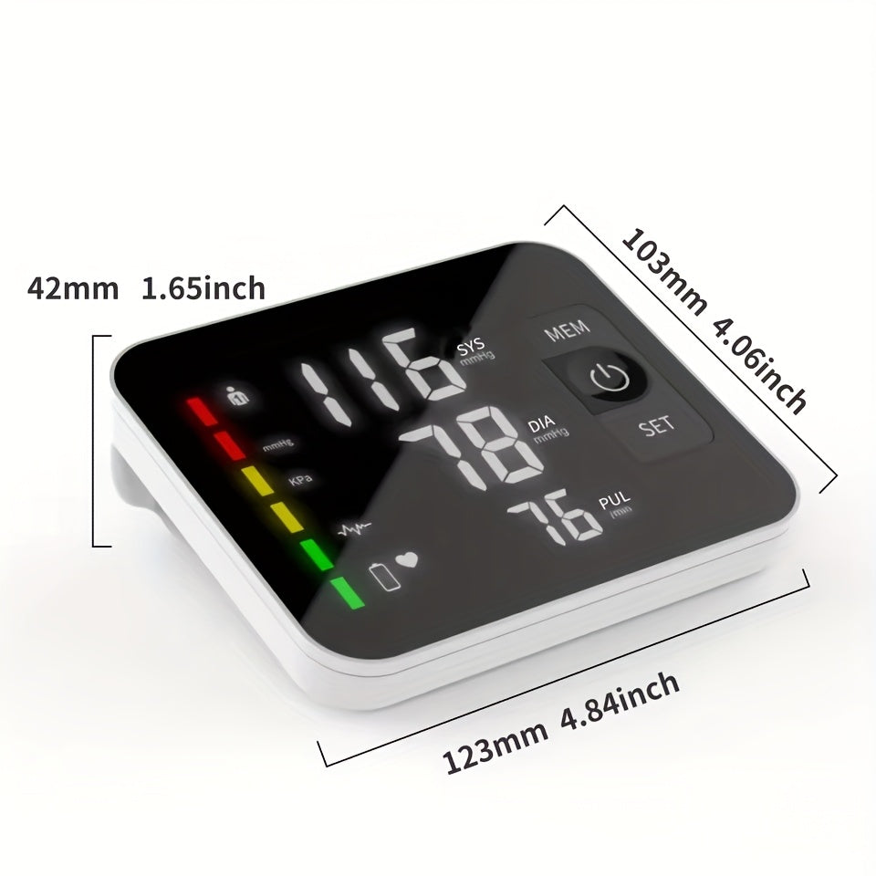 Arm Blood Pressure Monitor with LED Large Screen, Rechargeable Digital Blood Pressure Machine, BP Monitor Automatic Upper Arm Digital with 16.54 Inch Blood Pressure Cuff for Home Use, Easy Touch Operation, 2*120 Users Memory