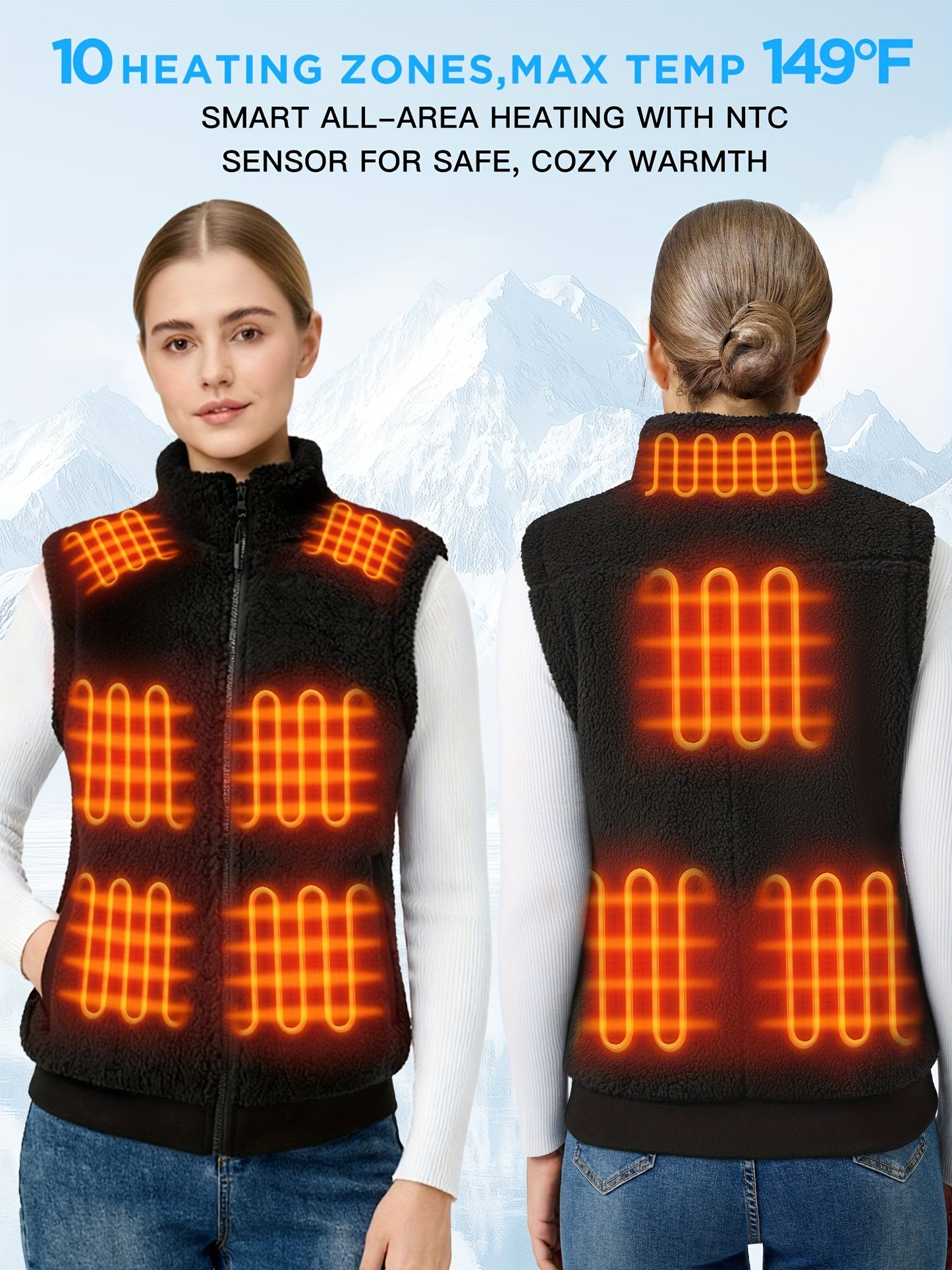 Heated Vest Fuzzy Fleece For Women 16000mAh Battery