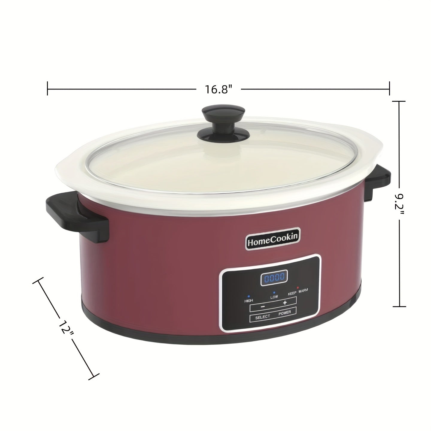 8 Quart Large Digital Slow Cooker with Stoneware Pot - Programmable Slow Cooker with Keep Warm Function, Digital Display & One-Touch Operation, 240W, Red/Blue//Black - Ideal for Family Dinners, Roasts, Stews
