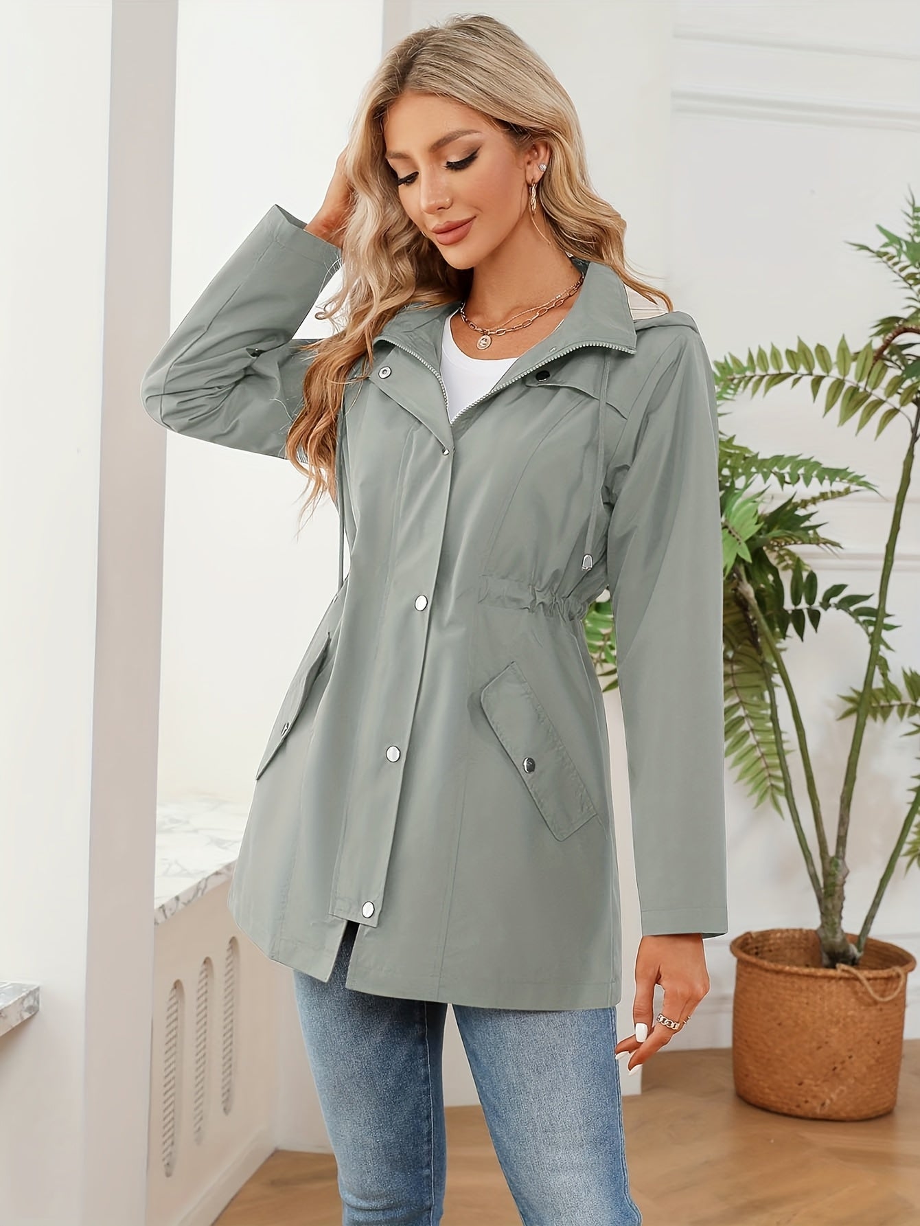KTILG Women's Hooded Raincoat Lightweight Water Resistant