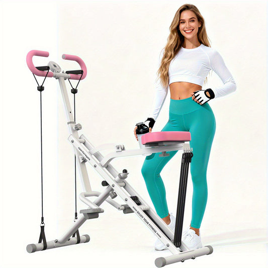 FEIERDUNSTYO Foldable Squat Rowing Machine - 3/4 Resistance Levels, Core & Legs, Easy Setup, Full-Body Workout, 330 LBS Load Capacity for Home Gym, 30°-120° Adjustable Squat Angles, Perfect for Birthday Christmas Gift