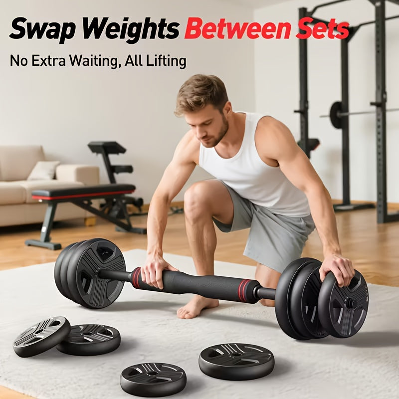 Adjustable Dumbbell Set 20-90lbs 4-in-1 Free Weights for home Gym - Convertible to Kettlebell, Barbell & Push-Up Stand - Heavy Duty Multi-Poundage Training Equipment Suitable for Men & Women, Ideal Christmas & Thanksgiving Gi