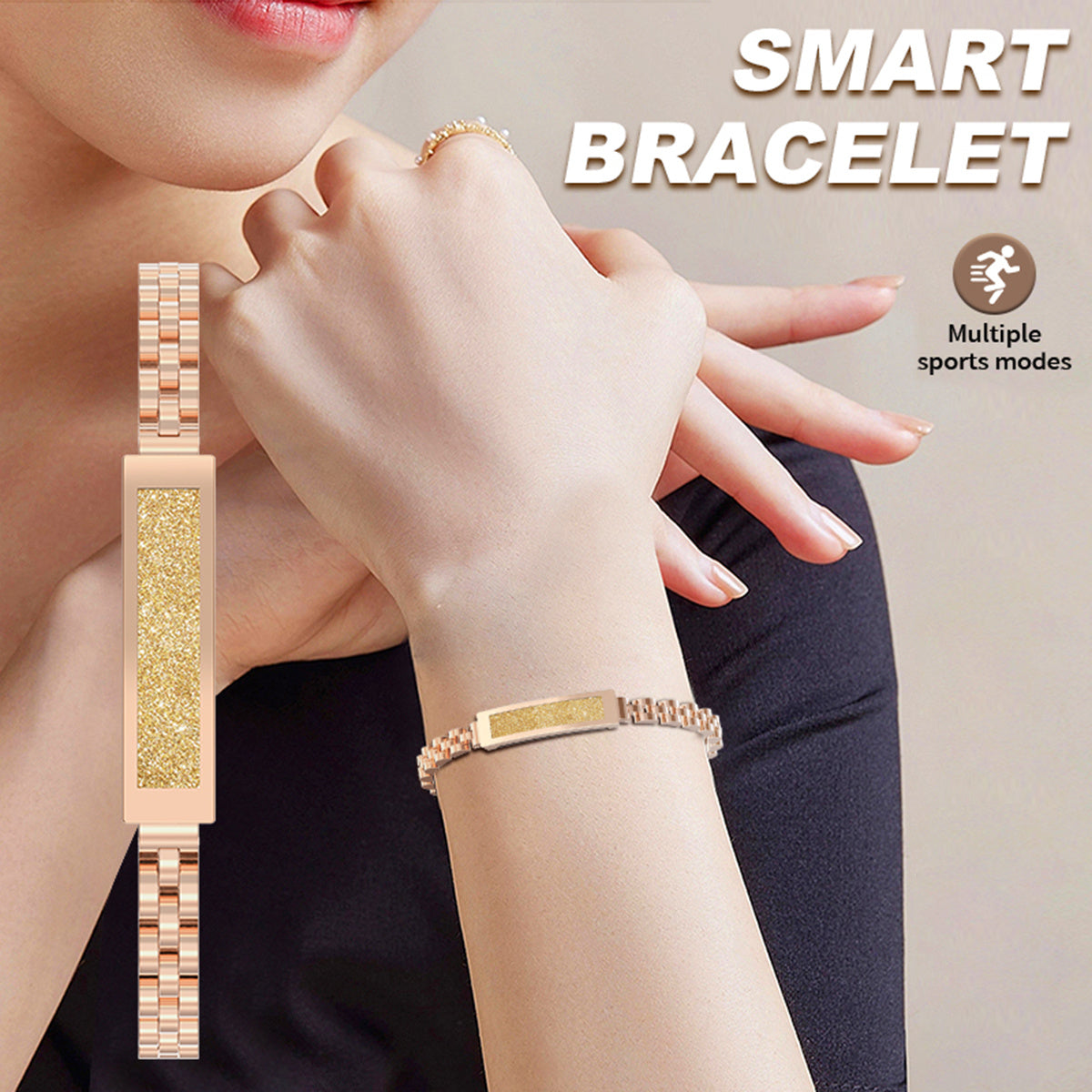 LIGE Smart Bracelet Square Face Metal Chain Link Fitness Tracker