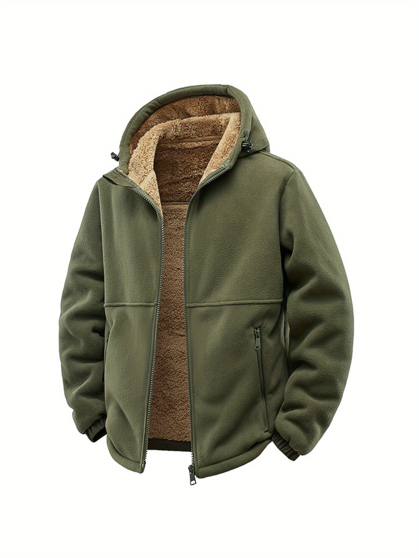 Men's Hooded Fleece Cardigan Plush Thick Warm Jacket