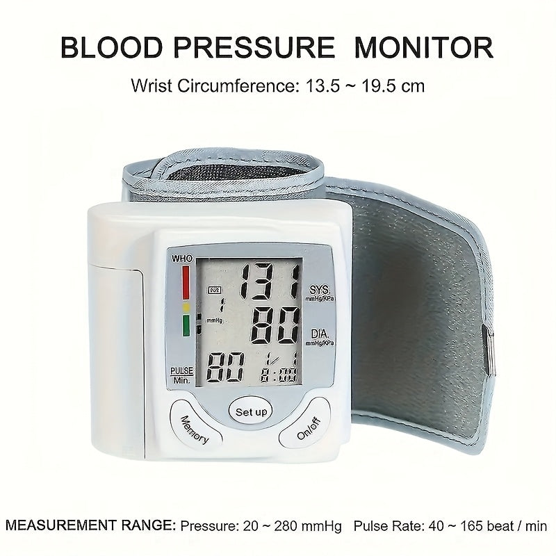 2pcs CHANG KUN Automatic Digital Wrist Blood Pressure Monitor with Adjustable Cuff & Heart Rate Monitor - WHO Accuracy Certified, Portable Design, Easy to Use for Home Health Management (CK-101S), Blood Pressure Monitor for H