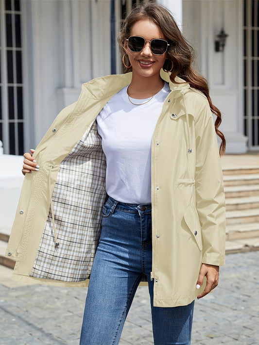 KTILG Women Outdoor Raincoat Hooded Lightweight Waterproof Jacket