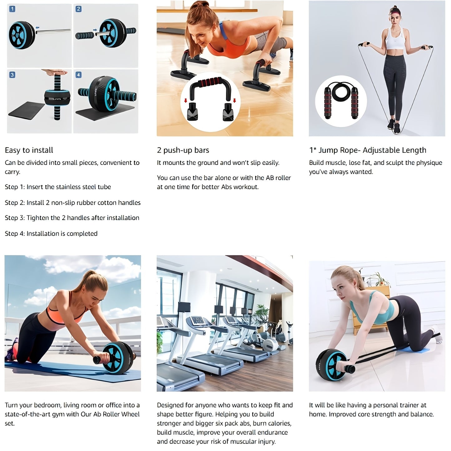 Ab Workout Kit With Resistance Bands And Ab Roller
