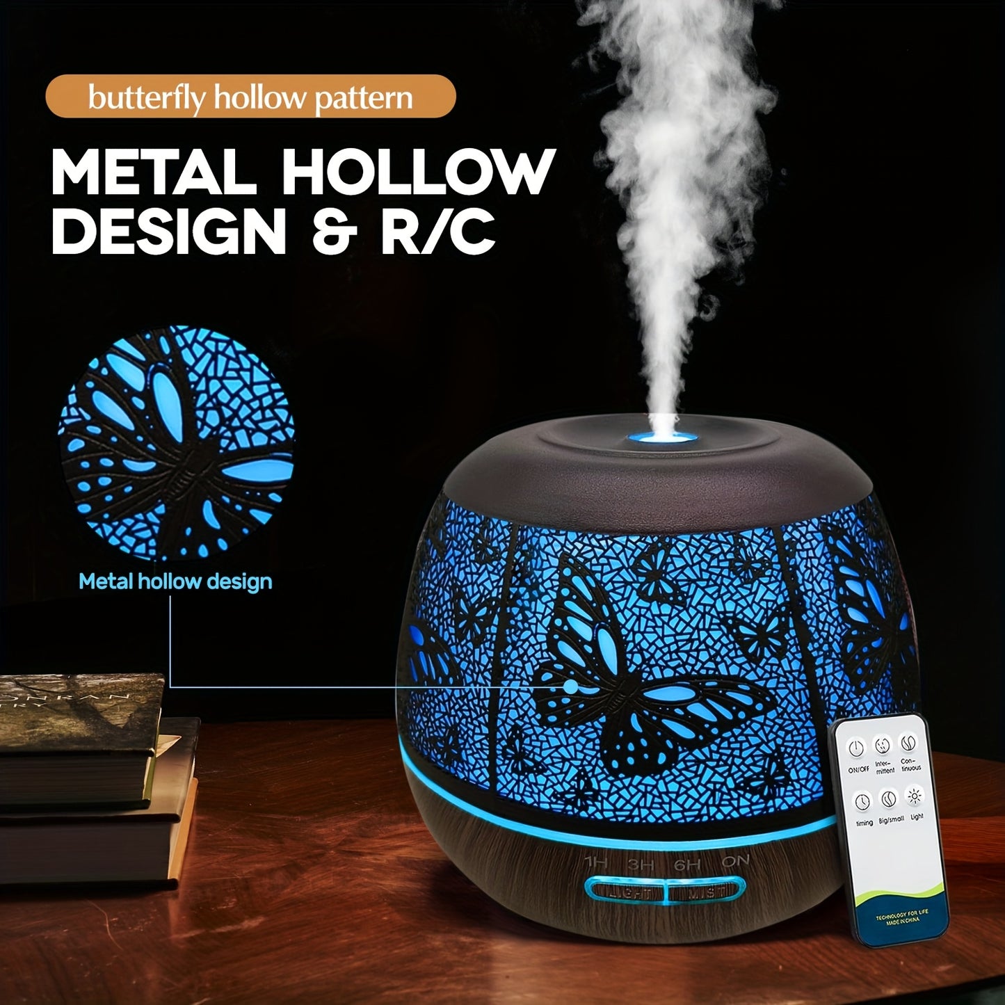 NANAROCCID Metal Aromatherapy Diffuser With 7-Color LED Lights