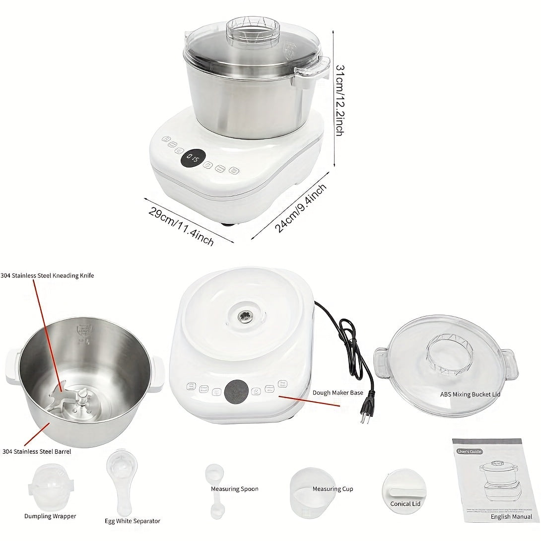 7L(7.3QT)Electric Dough Mixer with Ferment Function, Bread Maker Machine, Dough Maker Machine with 304 Stainless Steel Bowl, Microcomputer Timing, Household Flour Kneading Machine for Pizza Bread, Christmas Gift