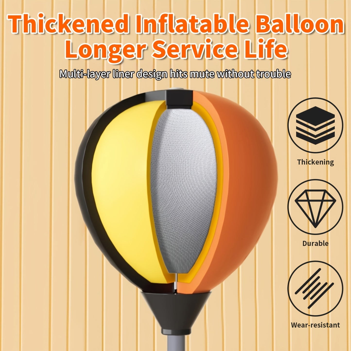 Reinforced High-quality Indoor Boxing Reflection Ball for Reaction Speed Training. Equipped with A Strong Suction Cup And 2pcs All-terrain Sticky Bases, Suitable for Adult And Youth Boxing Training And Fitness. Adjustable Siz
