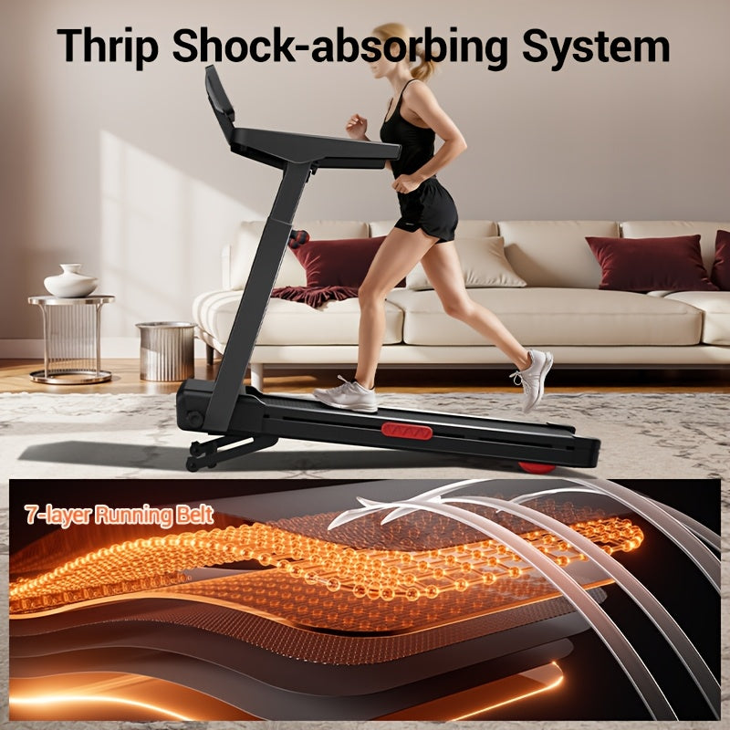 UMAY Treadmill Foldable Auto-Incline, 3-Level Height, Quiet 3.5HP