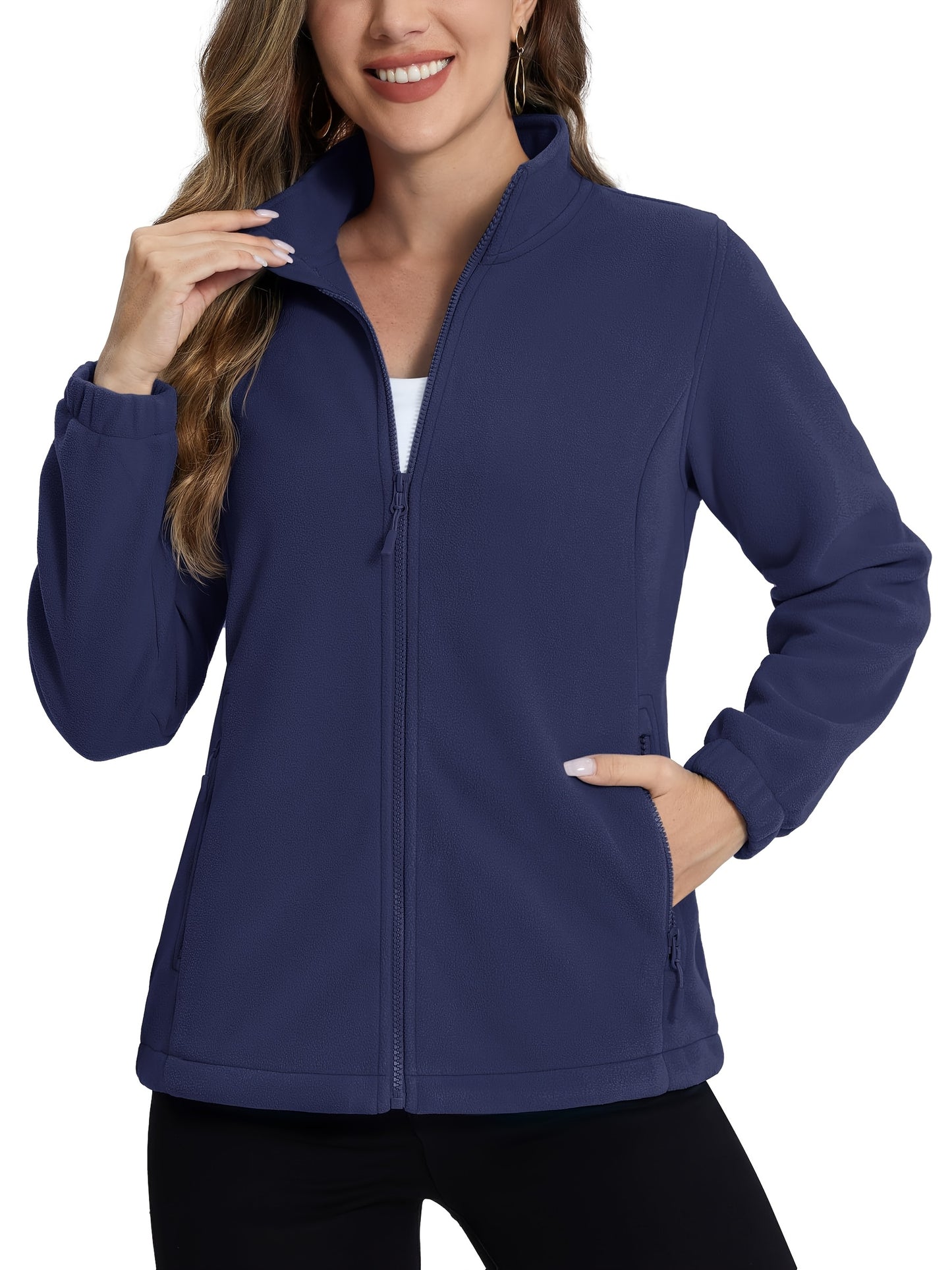 MAGNIVIT Women's Full-Zip Jacket, Stand-Collar Lightweight Polyester